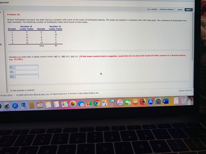  gnment Problem 20 Breeze Toothpaste Company hes been having a problem