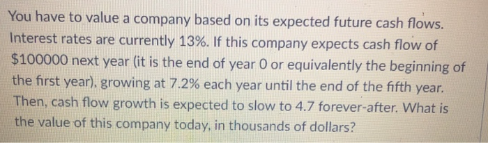  You have to value a company based on its expected future