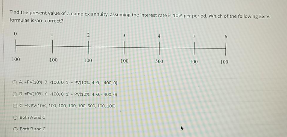 Find the present value of a complex annuity, assuming the interest