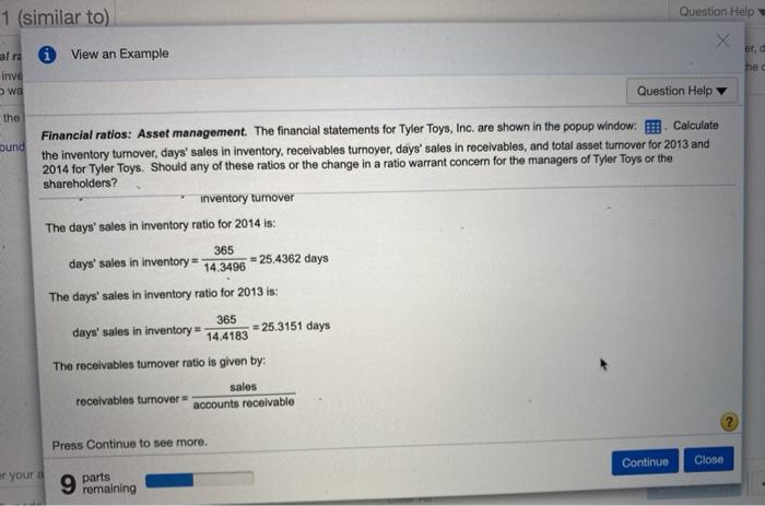 turnover, days sales in Inventory, receivables tumover, days' sales in receivables, and