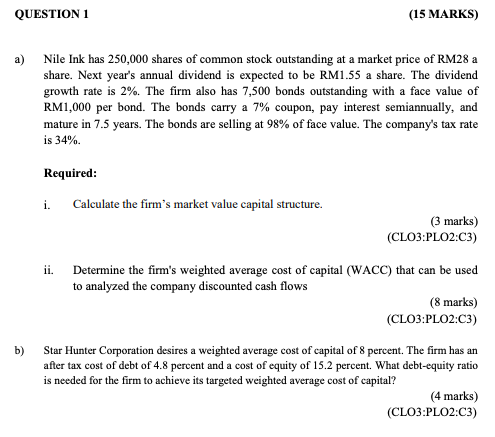 PLEASE HELP ME ANSWER THIS PRACTICE PROBLEM QUESTION 1 (15 MARKS) a)