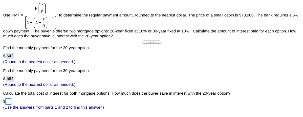  P n Use PMT = ) (--(1-1) "" to determine the