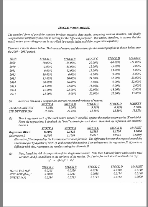  SINGLE INDEXMODEL The standard form of portfolio solution involves exiensive data