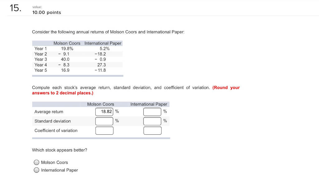 are 3.90 percent, 4.52 percent, -2.04 percent, 9.43 percent, and -2.92 percent.