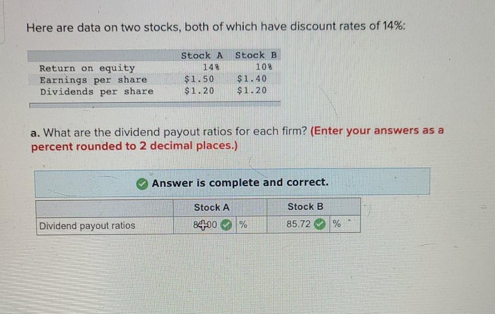  help with c Here are data on two stocks, both of