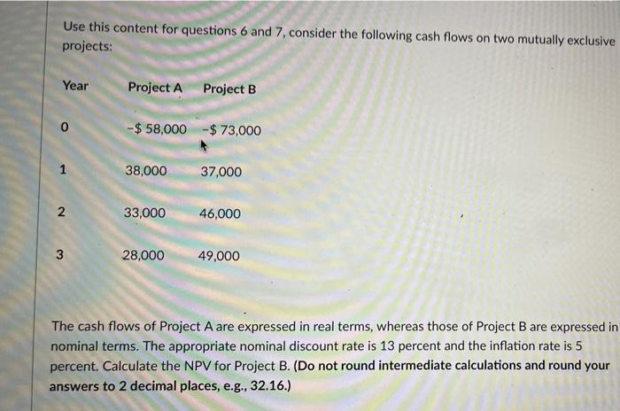  Use this content for questions 6 and 7, consider the following