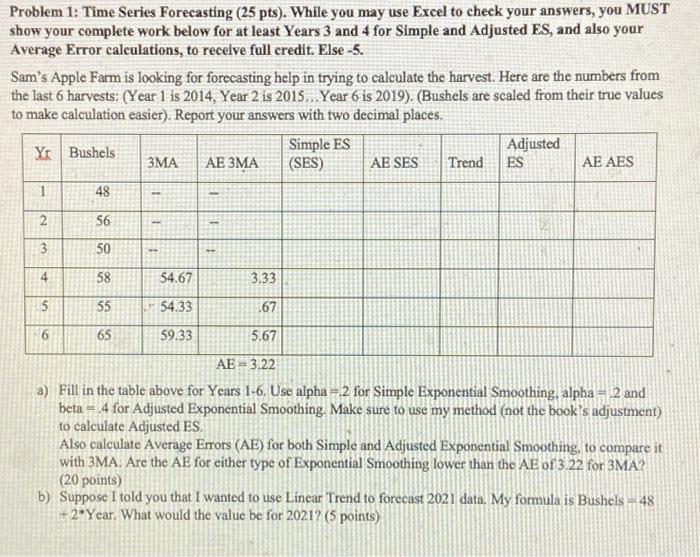  Problem 1: Time Series Forecasting (25 pts). While you may use