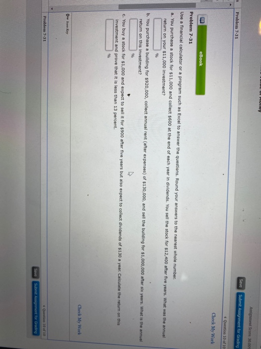  Annet Score 3000 Problem 7-31 Save Submit Assignment for Grading Question