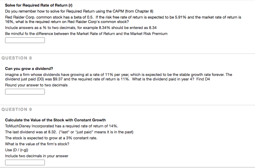  Solve for Required Rate of Return (r) Do you remember how