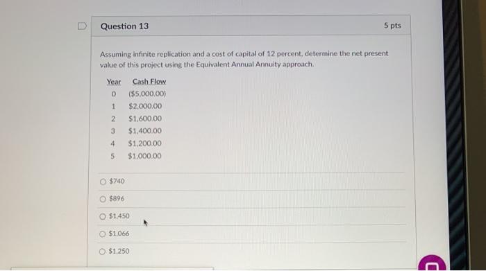  Question 13 5 pts Assuming infinite replication and a cost of