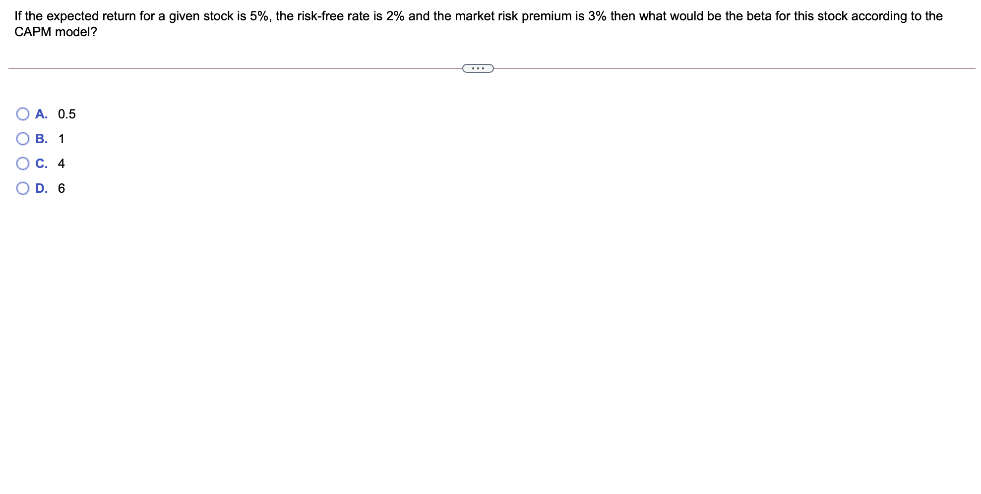  If the expected return for a given stock is 5%, the