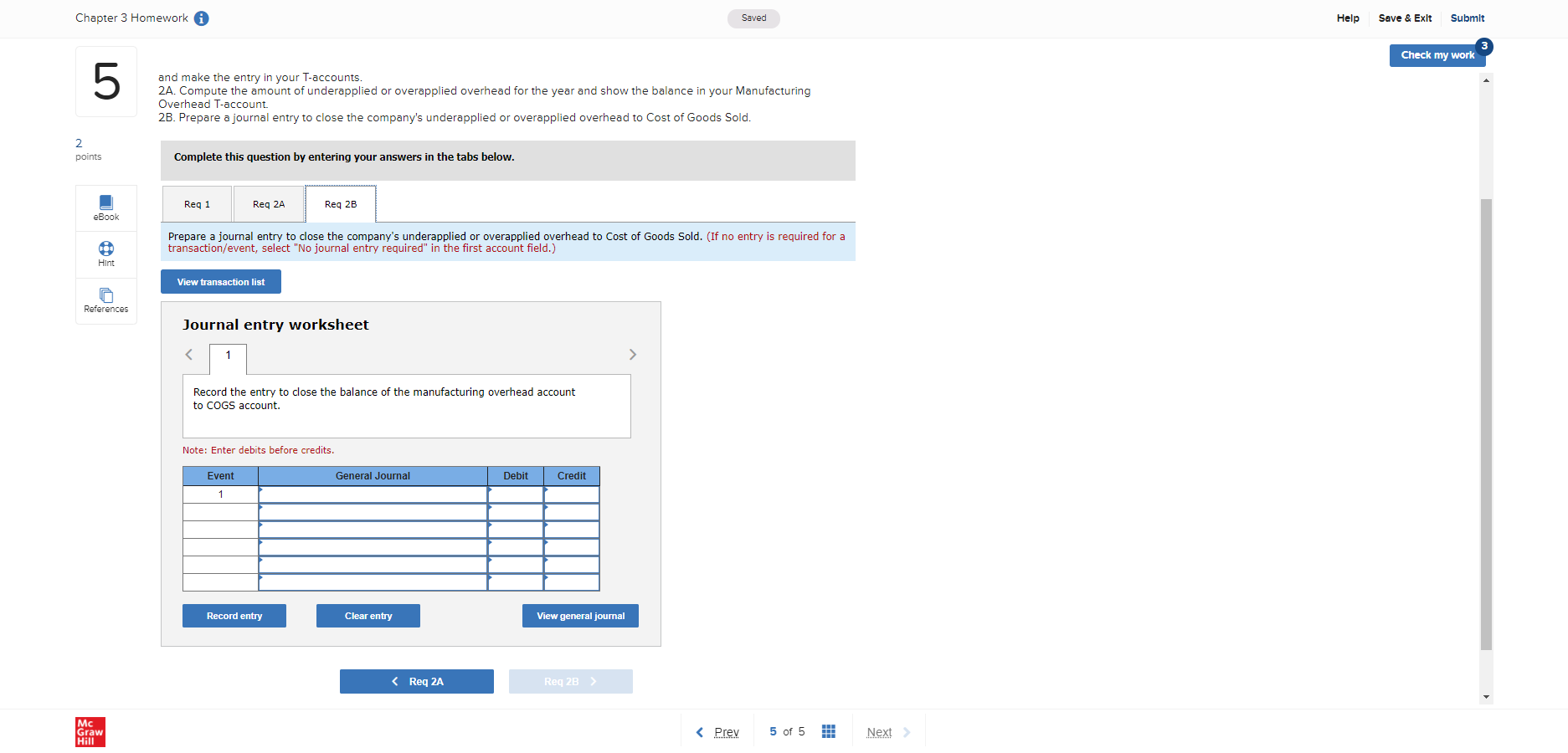 Overhead; T-accounts; Journal Entries (LO3-1, LO3-2, LO3-4) 2 points Harwood Company uses