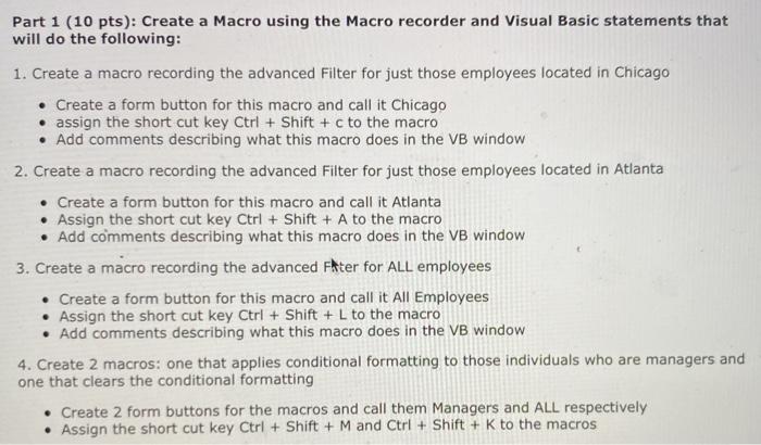  Part 1 (10 pts): Create a Macro using the Macro recorder