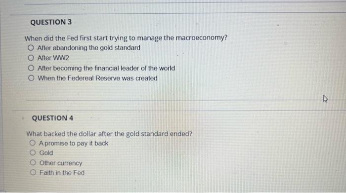 Help with these questions please When did the Fed first start trying