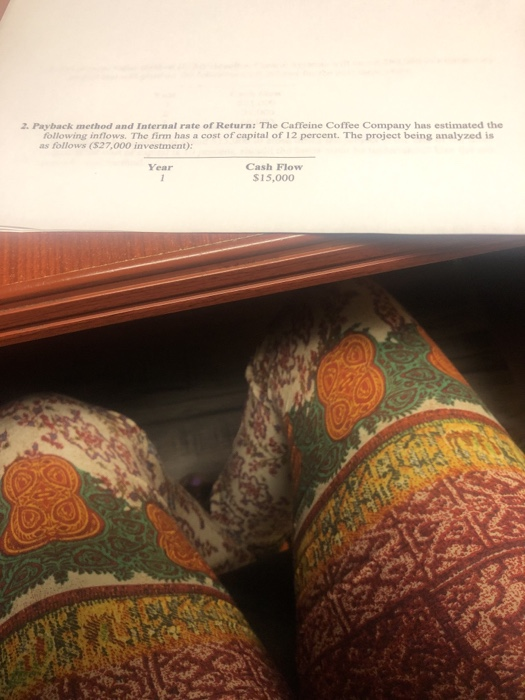  2. Payback method and Internal rate of Return: The Caffeine Coffee