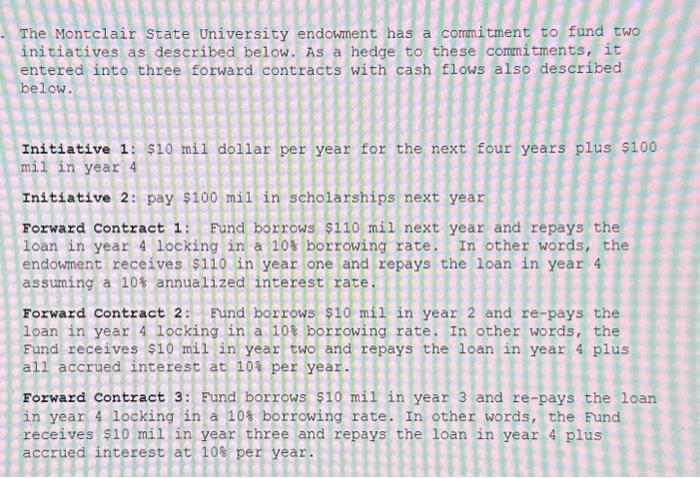  The Montclair State University endowment has a commitment to fund two