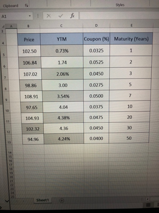  Using the excel table given, I need help answering the following