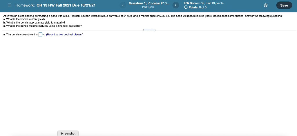 3 Homework: CH 13 HW Fall 2021 Due 10/21/21 Question 1,