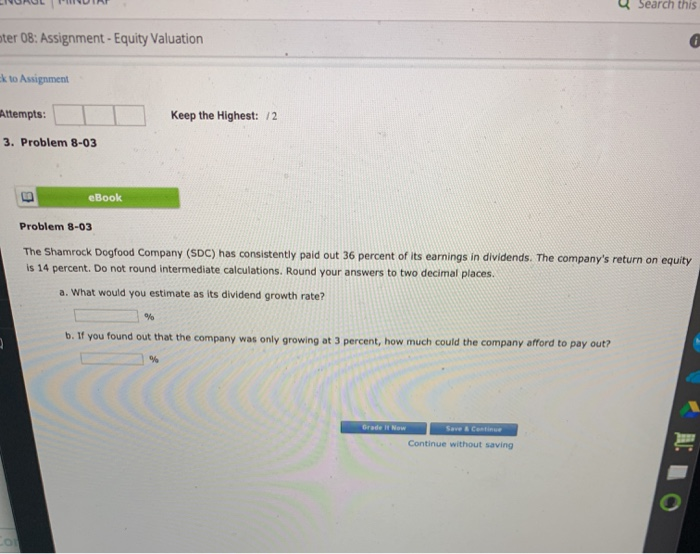  JOCH U15 ter 08: Assignment -Equity Valuation to Assignment Attempts: Keep