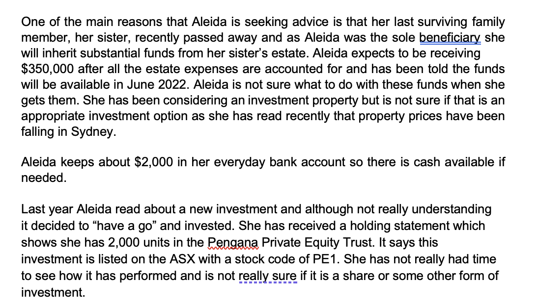 income statement for Ms A. Diaz Aleida Diaz has been referred by