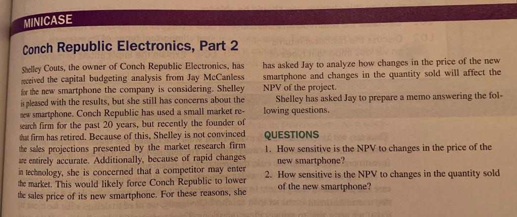 2. Chapter 11 Minicase Conch Republic Electronics, Part 2 a. A good