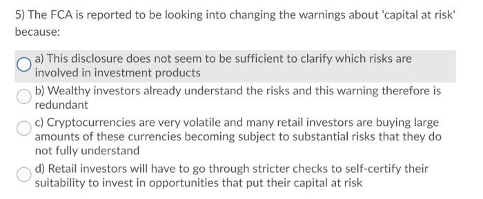  5) The FCA is reported to be looking into changing the