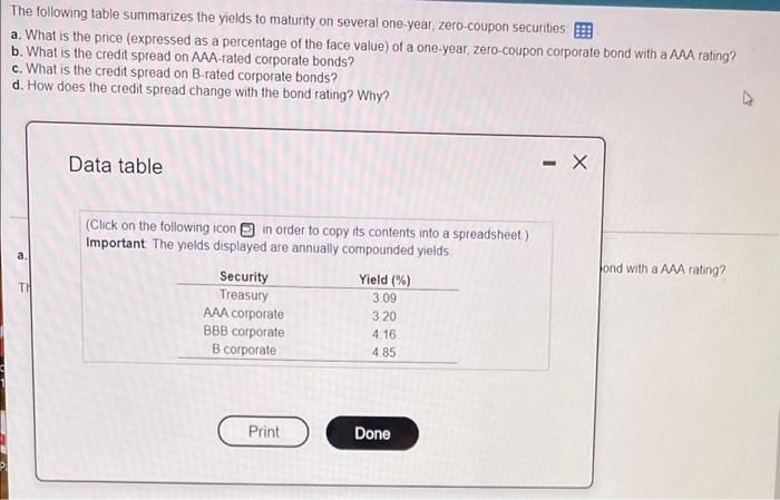 please help with A, B, C, and D The following table summarizes