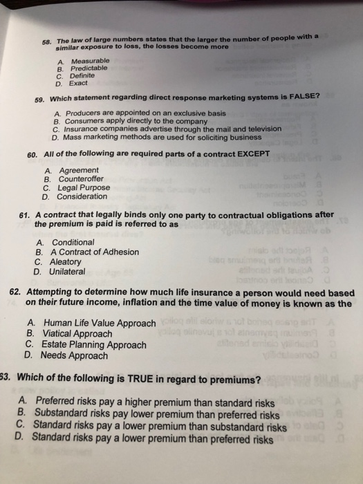 you know the answer or you dont ER The law of large