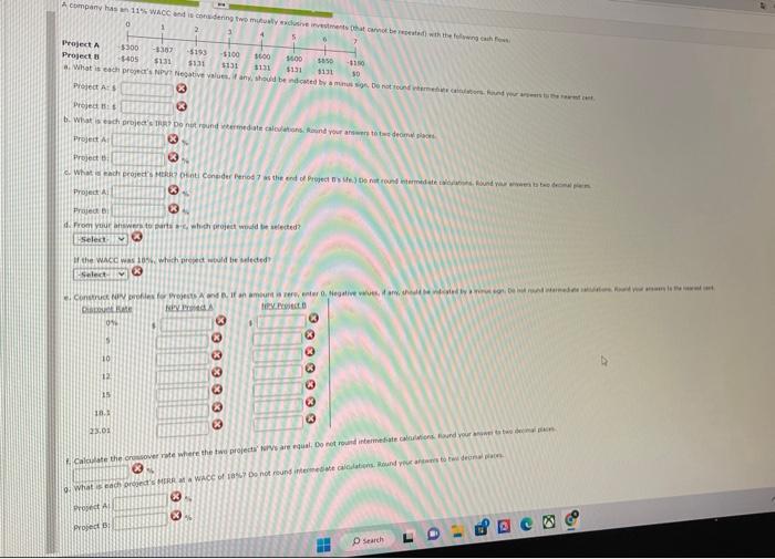  Project a Project 8 a. What is Prrojectided H the wacc