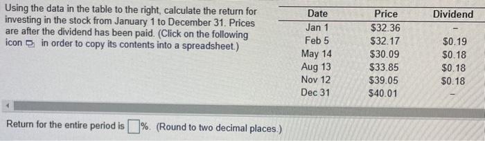  Please and thank you Dividend Using the data in the table