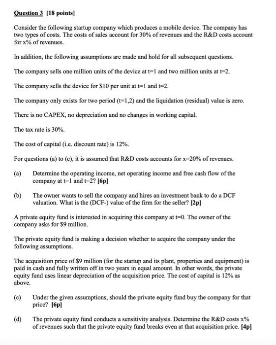  please answer all parts thoroughly Question 3 [18 points) Consider the