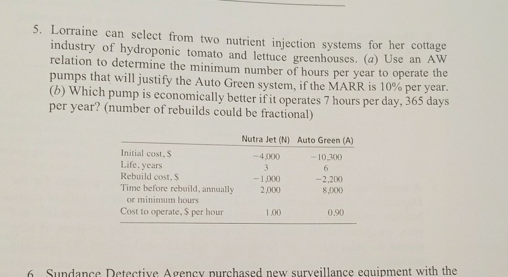 5. Lorraine can select from two nutrient iniection systems for her