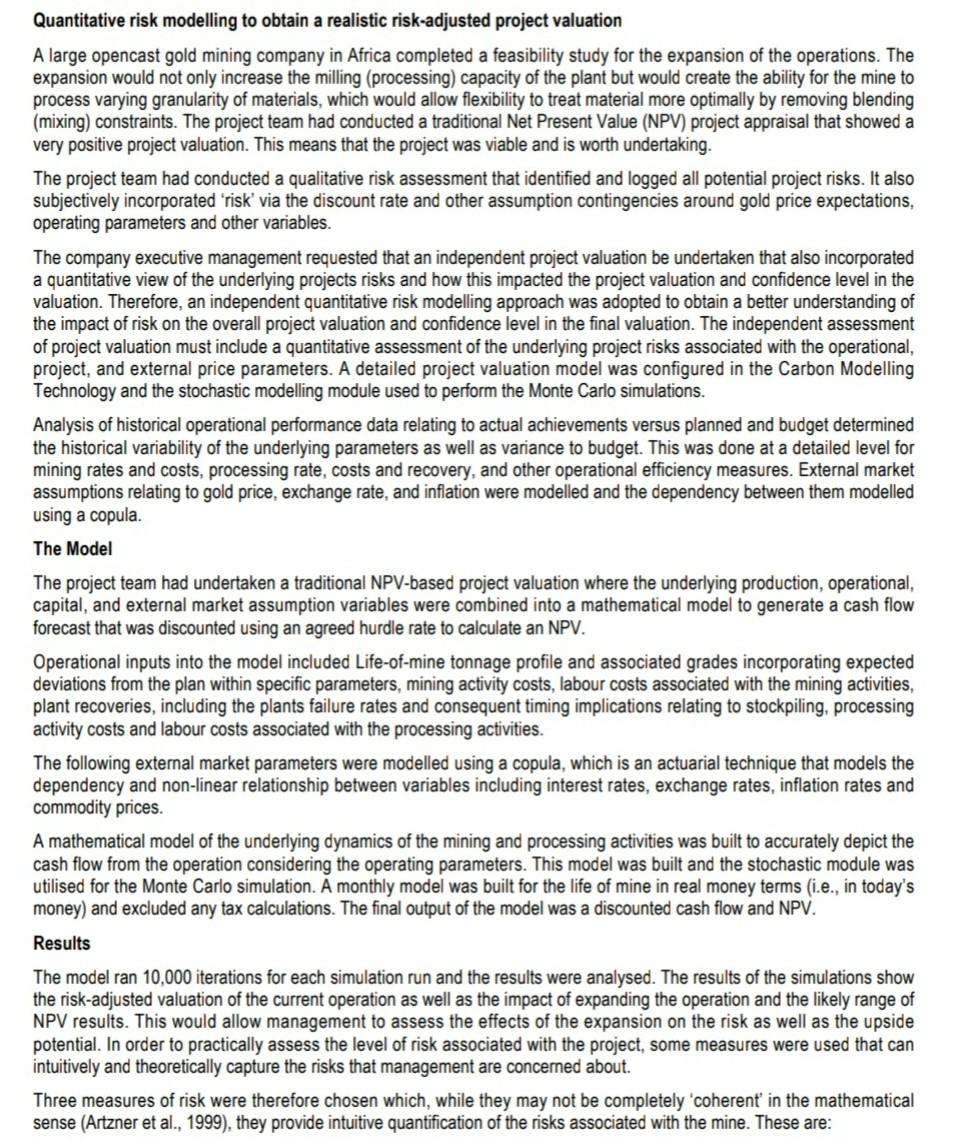 Part 1 Propose and compile a risk register identifying at least