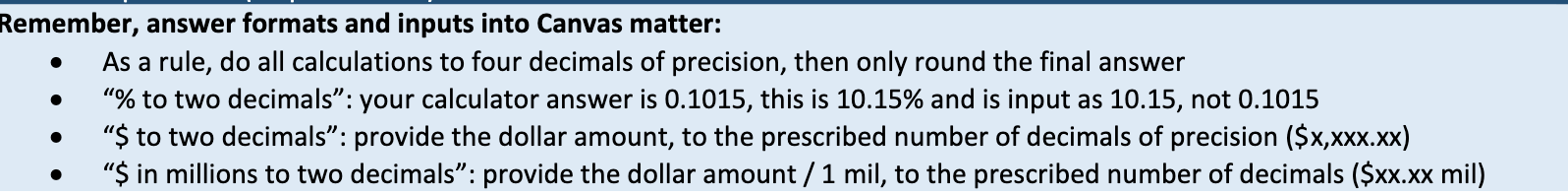 Part APart B . Remember, answer formats and inputs into Canvas matter: