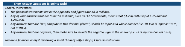 be "in millions, such as FCF Statements, means that $1,250,000 is input