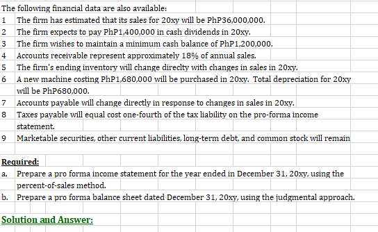 below and the other information provided to prepare the financial plans ABD