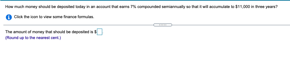 18? Click the icon to view some finance formulas. The amount that