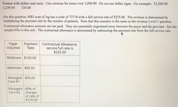  Format with dollars and cents. Use commas for items over 1,000,00.