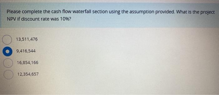  help with this question Please complete the cash flow waterfall section
