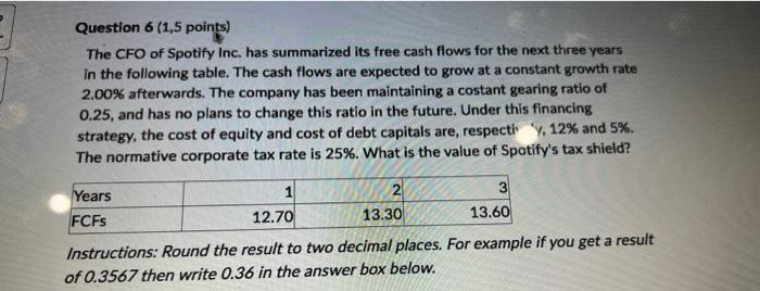 help me please i will like your answer Question 6(1,5 points) The