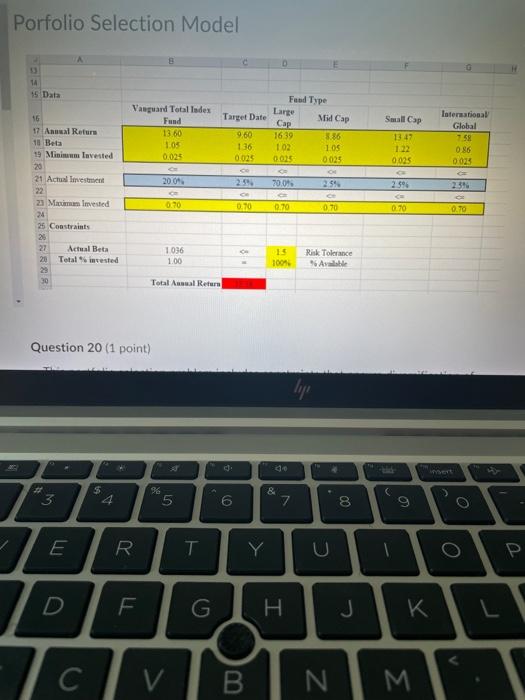  Porfolio Selection Model This portfolio selection problem includes constraints that ensure