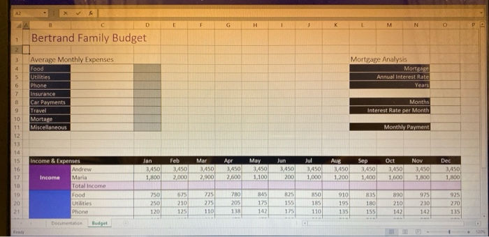 budget of Andrew and Maria Bertrand. covou un con NOPP Bertrand Family
