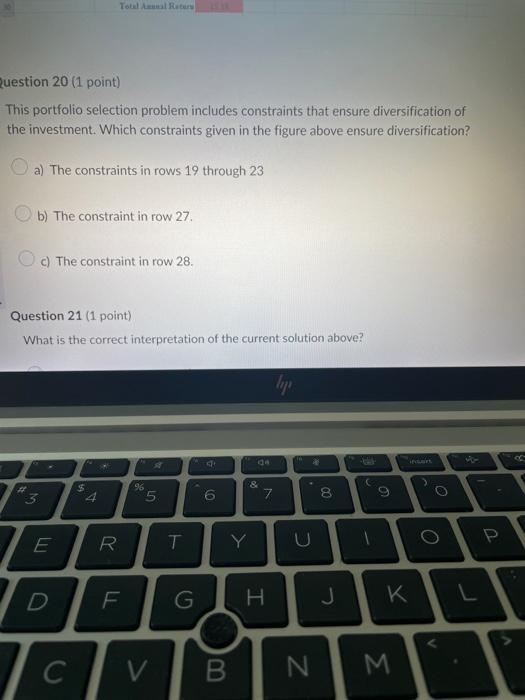 diversification of the investment. Which constraints given in the figure above ensure
