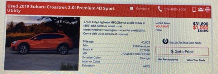 Toyota in East Wenatchee with his $2000 down payment. He's going to