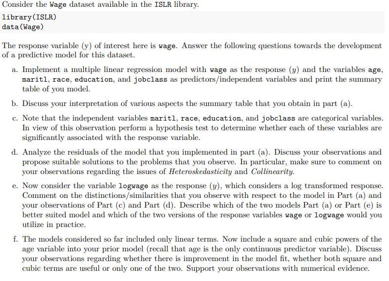Implement in Rstudio and please include code. This was all I was