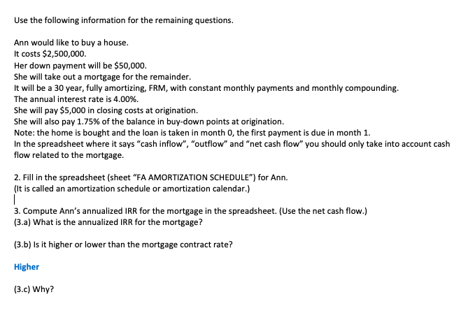 I need the formula for the excel please. Use the following information