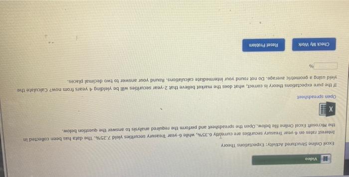  Video Excel Online Structured Activity: Expectations Theory Interest rates on 4-year