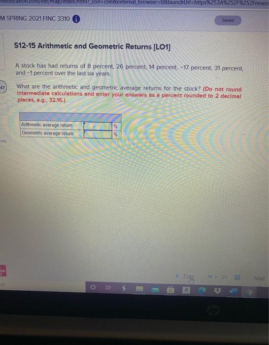  on.com/ext/map/index.html con=con external browser=0&launchUrl=https%253 6252F%252Fnewct M SPRING 2021 FINC 3310 Saved