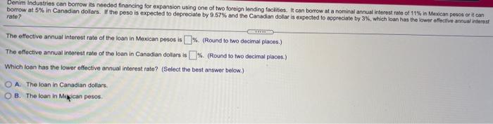  Denim Industries can borrow its needed financing for expansion using one