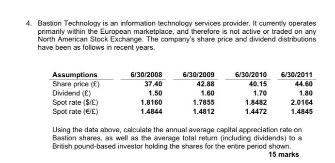  4. Bastion Technology is an information technology services provider. It currently